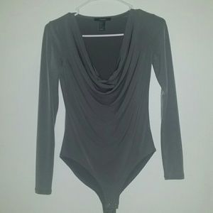 Forever 21 Dark Green Cowl Neck Body Suit